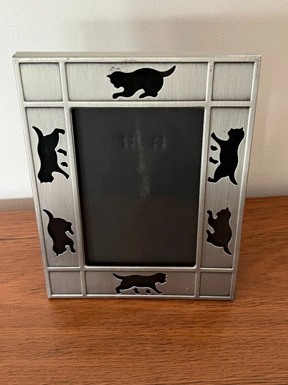 Silver Kitty Cat Photo Frame 5x7